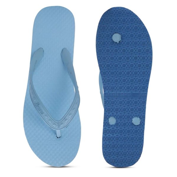 Women s Sky Blue Rubber Based Flip Flops Online Hot Sale