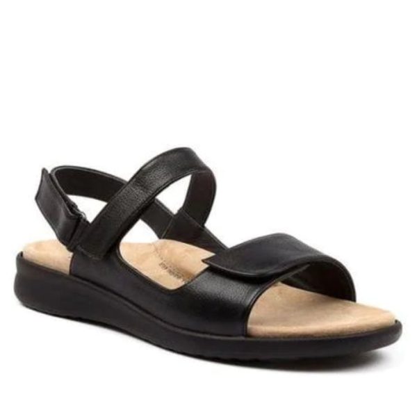 Ziera Benji ~ Tan ~ Black ~ Leather Sandal For Discount