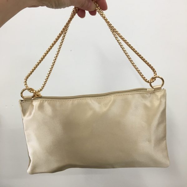 Champagne Satin Clutch Hot on Sale