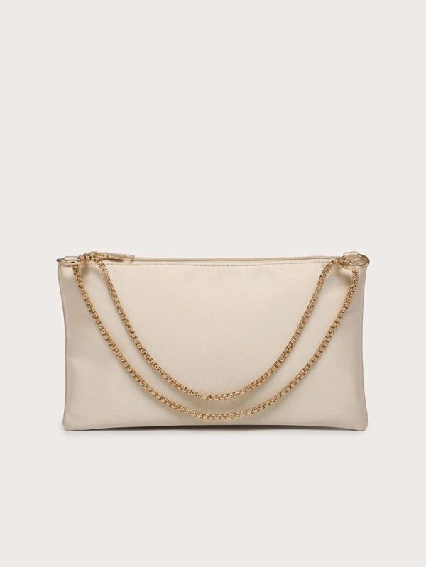 Champagne Satin Clutch Hot on Sale