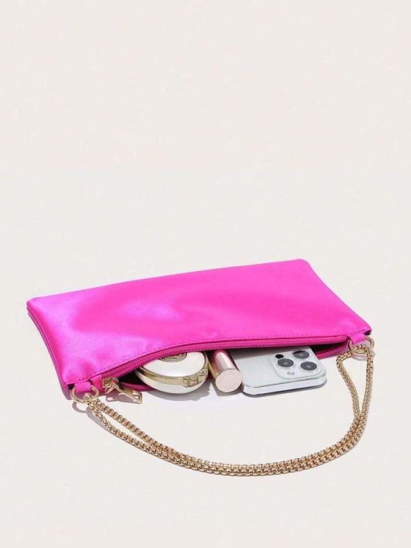 Hot Pink Satin Clutch Cheap