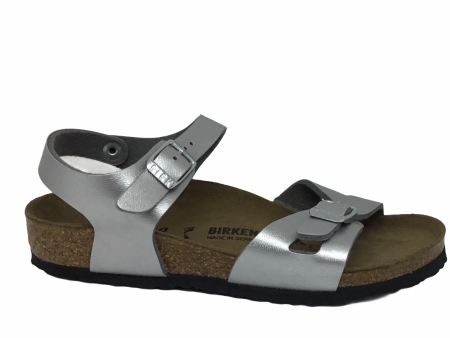 Birkenstock Junior Kids Rio Silver Narrow Fit Cheap