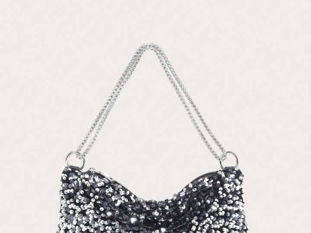 Sequin Clutch Silver Black on Sale