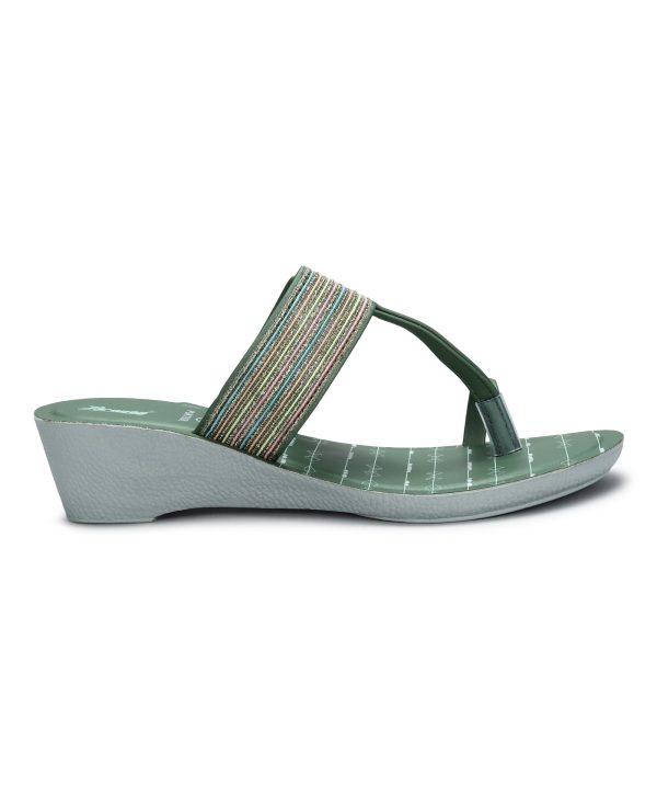 Paragon Women s Green Wedge Sandals with Cushioned Sole and Sturdy Construction for Everyday Use For Cheap