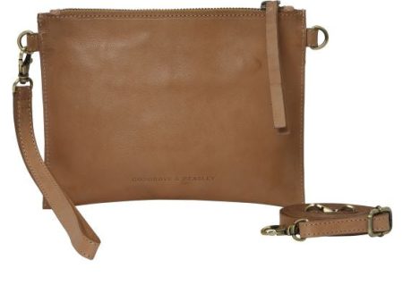 Cosgrove and Co Tan leather clutch For Cheap