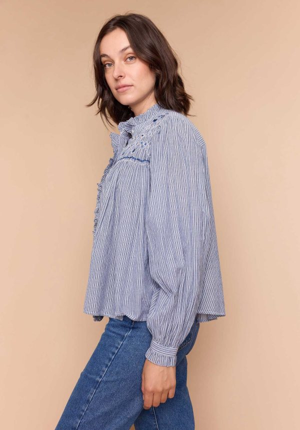 Blouse Peuplier Stripe-Bleu on Sale