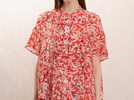 Blouse Sc98-4 Sc98 4 Red-Ecru Sale