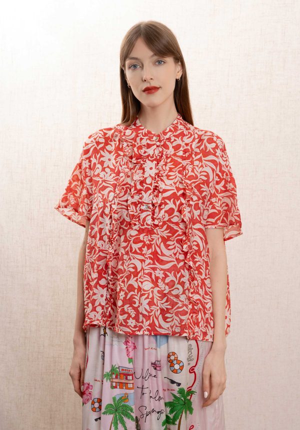 Blouse Sc98-4 Sc98 4 Red-Ecru Sale