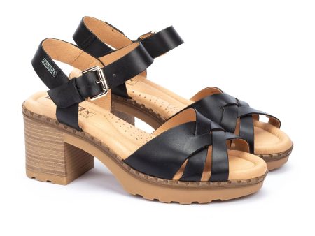 Canarias Heeled Leather Sandal by Pikolinos on Sale