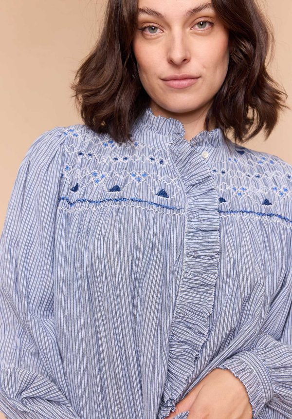 Blouse Peuplier Stripe-Bleu on Sale